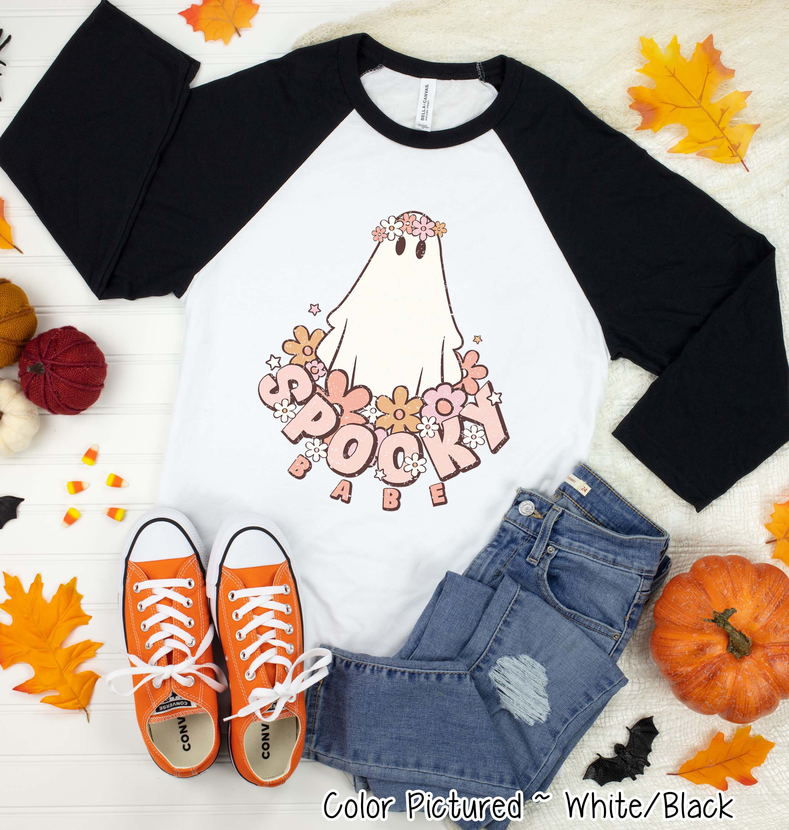 Retro Spooky Babe Halloween Raglan Tee