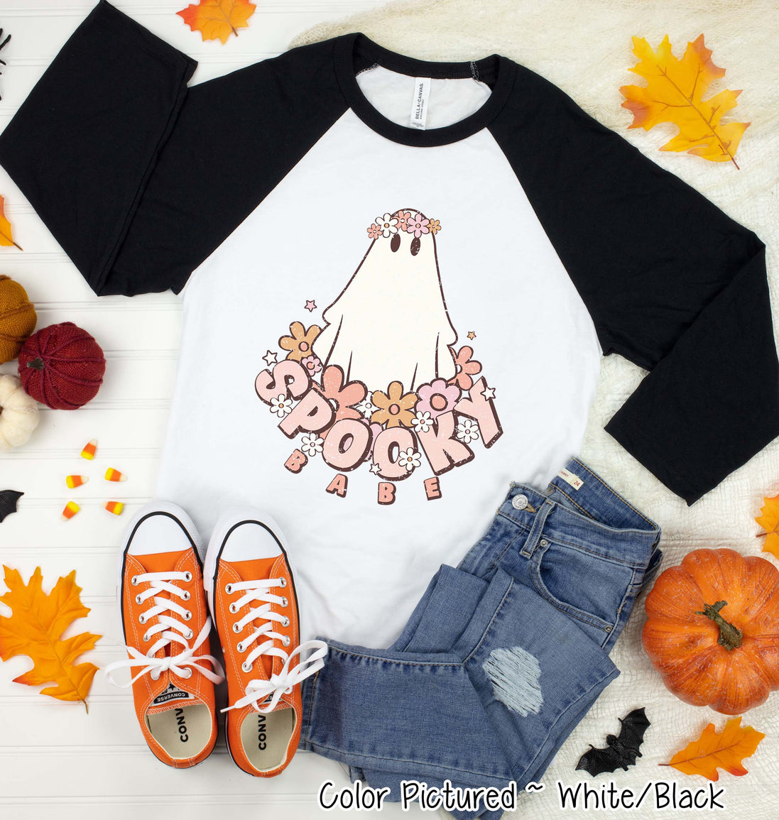 Retro Spooky Babe Halloween Raglan Tee