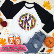 Big Monogram Tie Die Halloween Raglan Tee