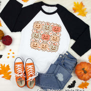 Retro Pumpkins Halloween Raglan Tee