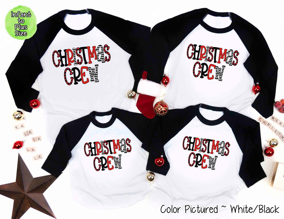 Buffalo Plaid Christmas Crew Family Raglan Tee