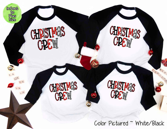Buffalo Plaid Christmas Crew Family Raglan Tee