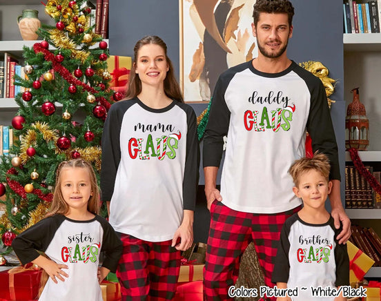 Personalized Family Matching Group Clause Christmas Raglan Tee