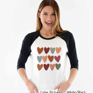 Watercolor Hearts Fall Raglan Tee