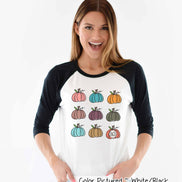 Monogram Watercolor Pumpkins Fall Raglan Tee