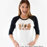 Monogram Tis The Season Latte Trumpet Football Fall Raglan Tee
