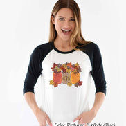 Monogram Autumn Leaves Mason Jars Fall Raglan Tee