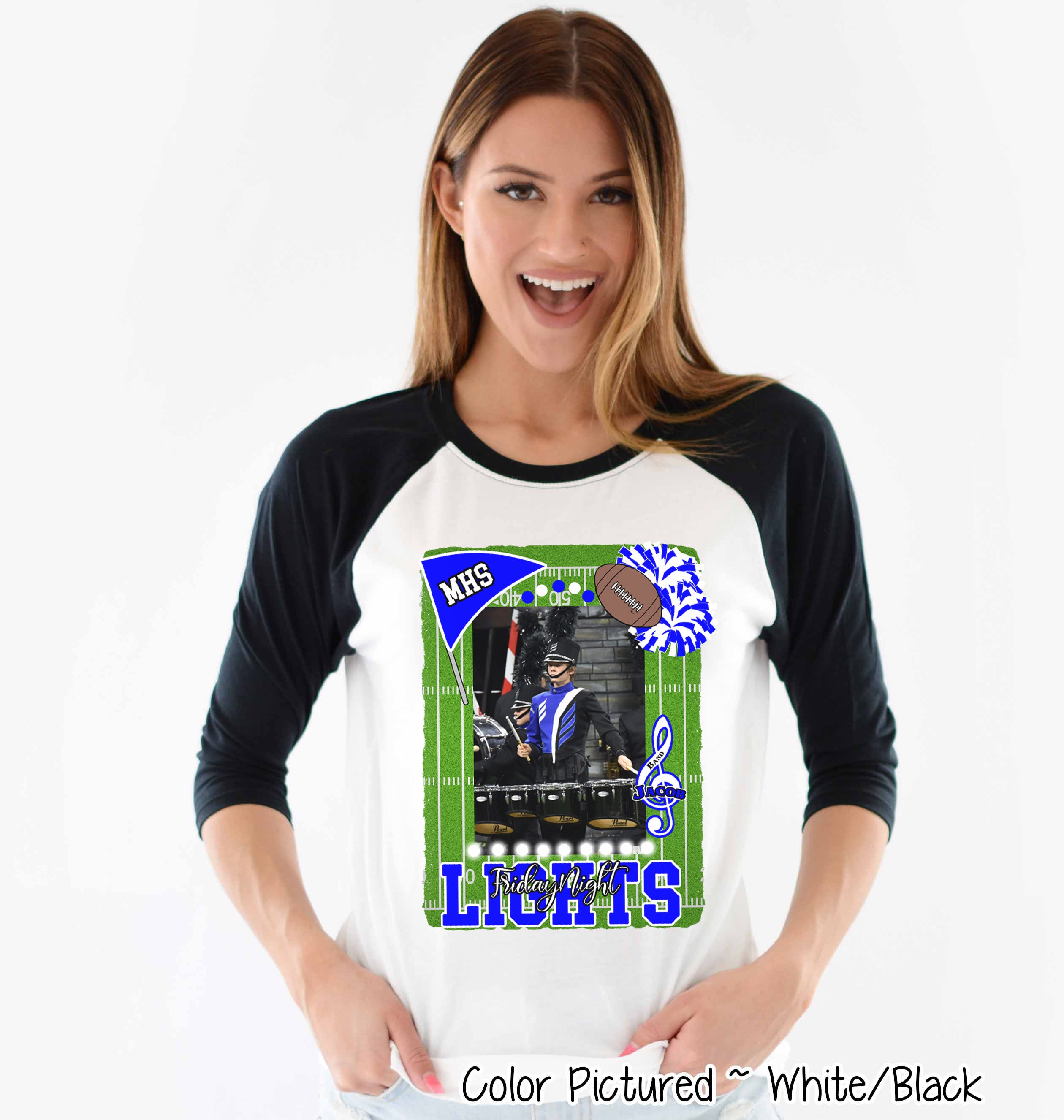 Friday Night Lights Ultimate Fan Tee Photo Raglan Shirt (Football, Cheer, Drill Team, Band)