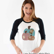 Patchwork Fall Pumpkin Trio Monogram Raglan Tee