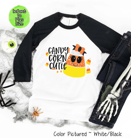 Candy Corn Cutie Halloween Raglan Tee