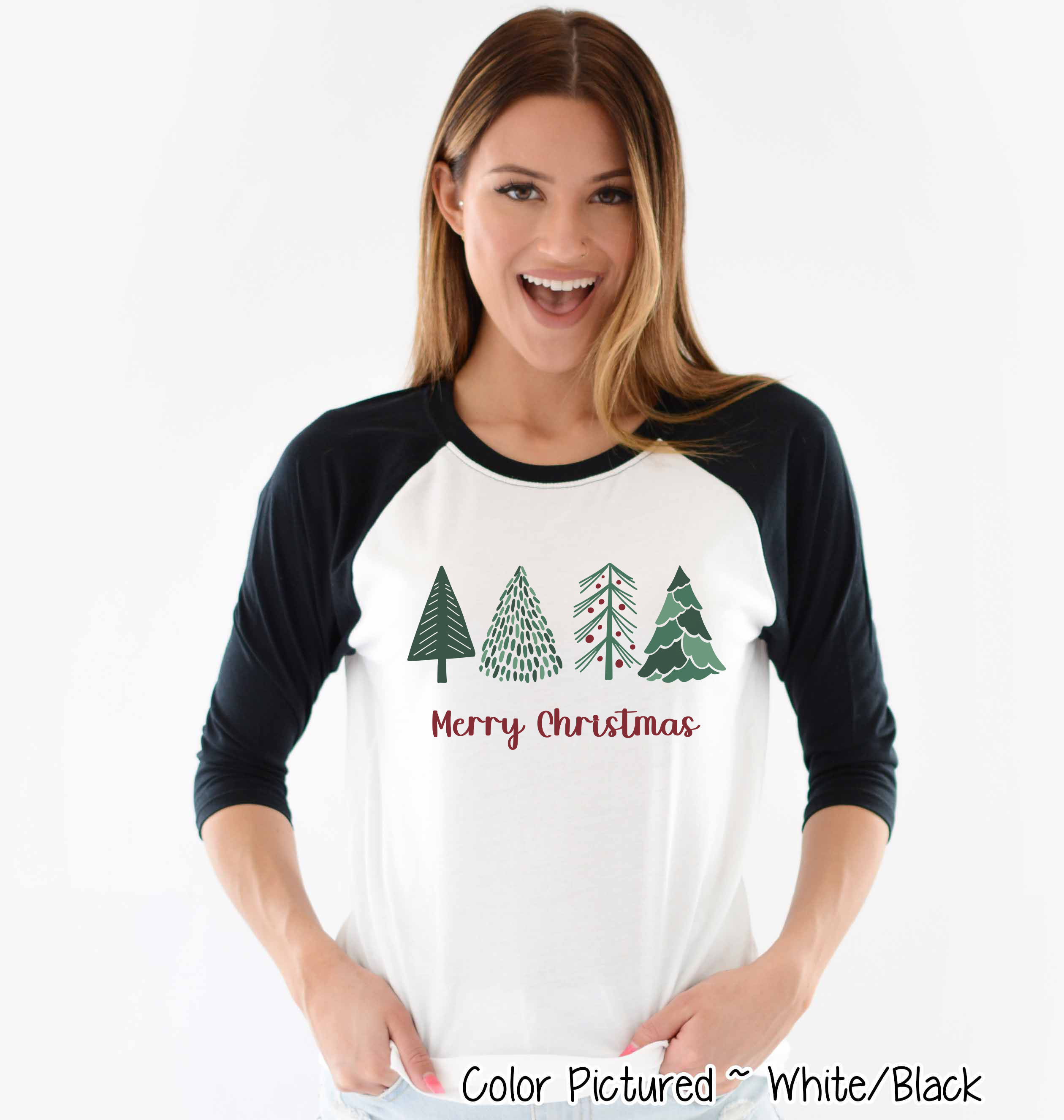Minimalist Christmas Tree Raglan Tee