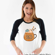 Pumpkin Spice Monogram Mug Raglan Tee