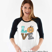 LOVE Pumpkin Monogram Fall Raglan Tee