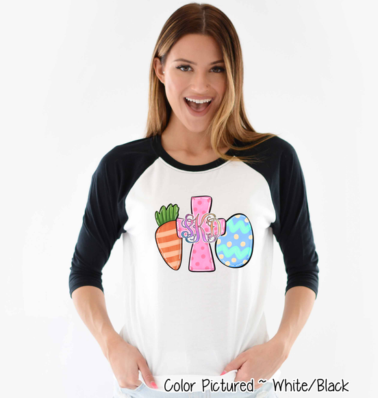 Monogram Carrot Cross & Egg Easter Raglan Tee