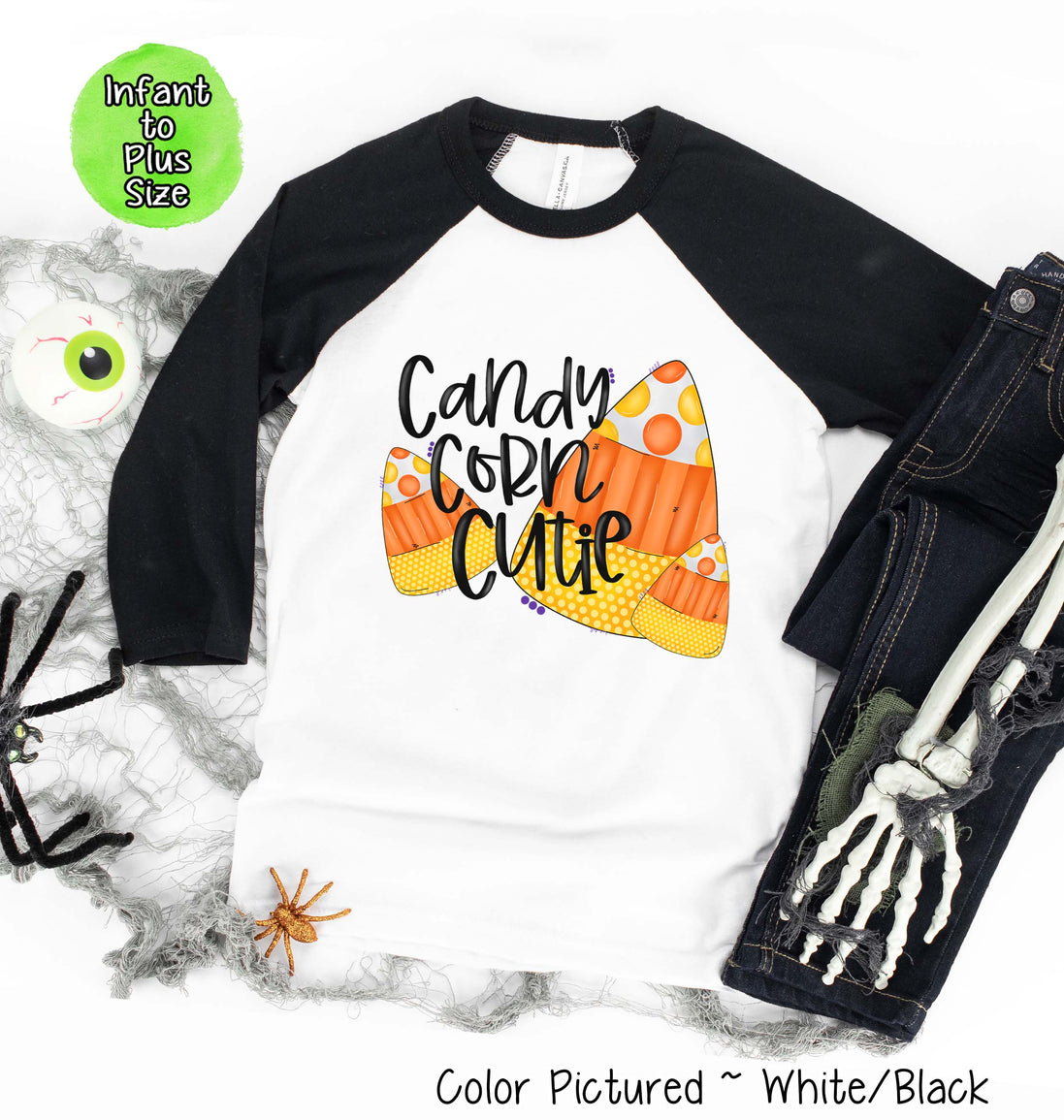 Candy Corn Cutie Trio Halloween Raglan Tee
