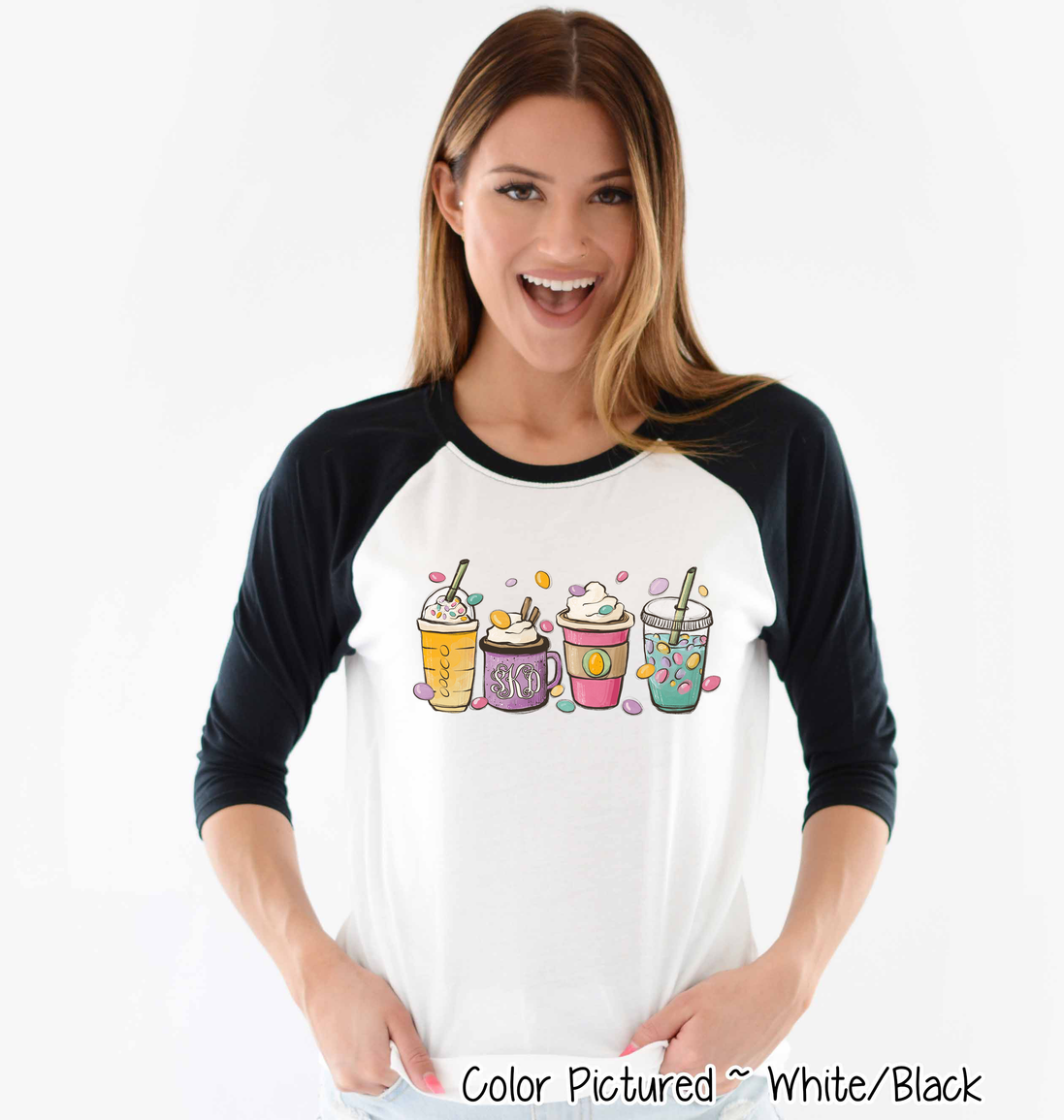 Monogram Coffe Latte Easter Drinks Raglan Tee