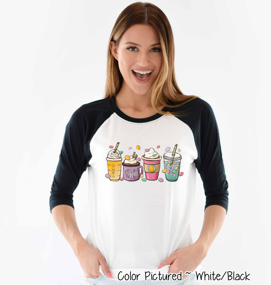 Monogram Coffe Latte Easter Drinks Raglan Tee