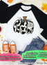 Monogram Cow Hide Pumpkin Fall Raglan Tee