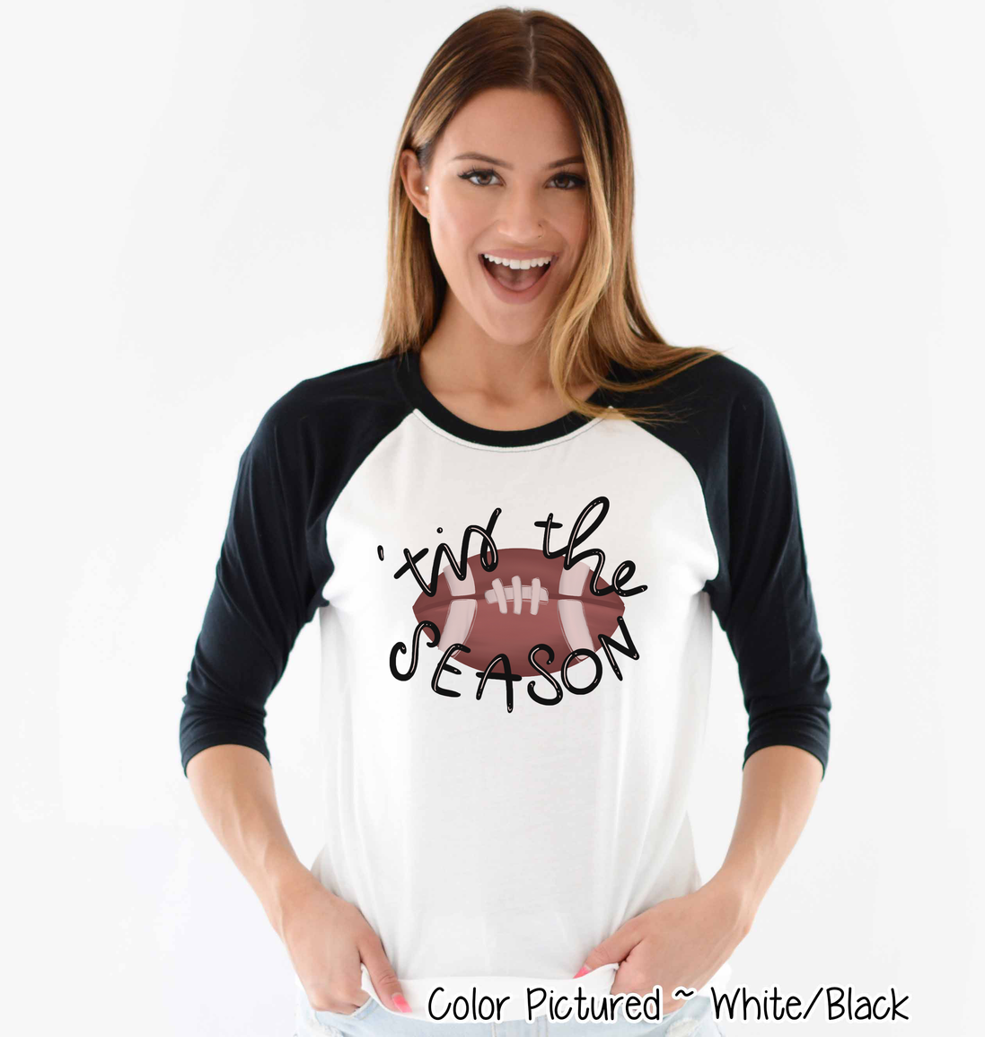 Tis the Season Football Raglan Tee