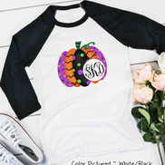 Monogrammed Colorful Halloween Pumpkin Raglan Shirt