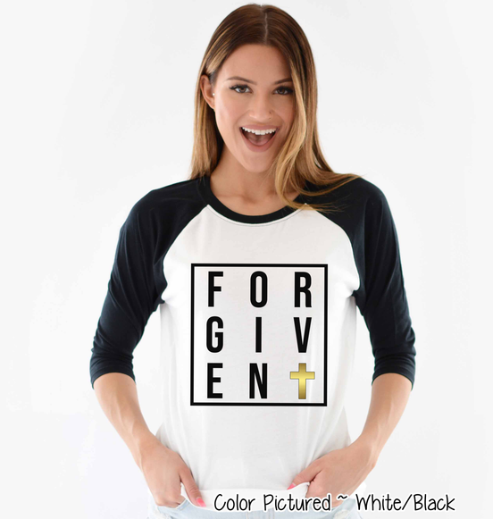 Forgiven with Gold Cross Easter Raglan Tee
