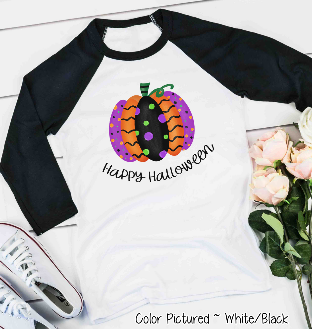 Halloween Fancy Pumpkin Happy Halloween Raglan Shirt