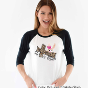 Risen Leopard Cross Easter Bunny Raglan Tee