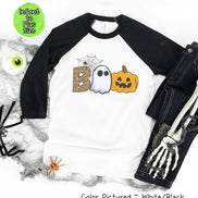 Boo Ghost Pumpkin Halloween Raglan Tee