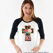 Monogram Leopard Print Cross Raglan Tee