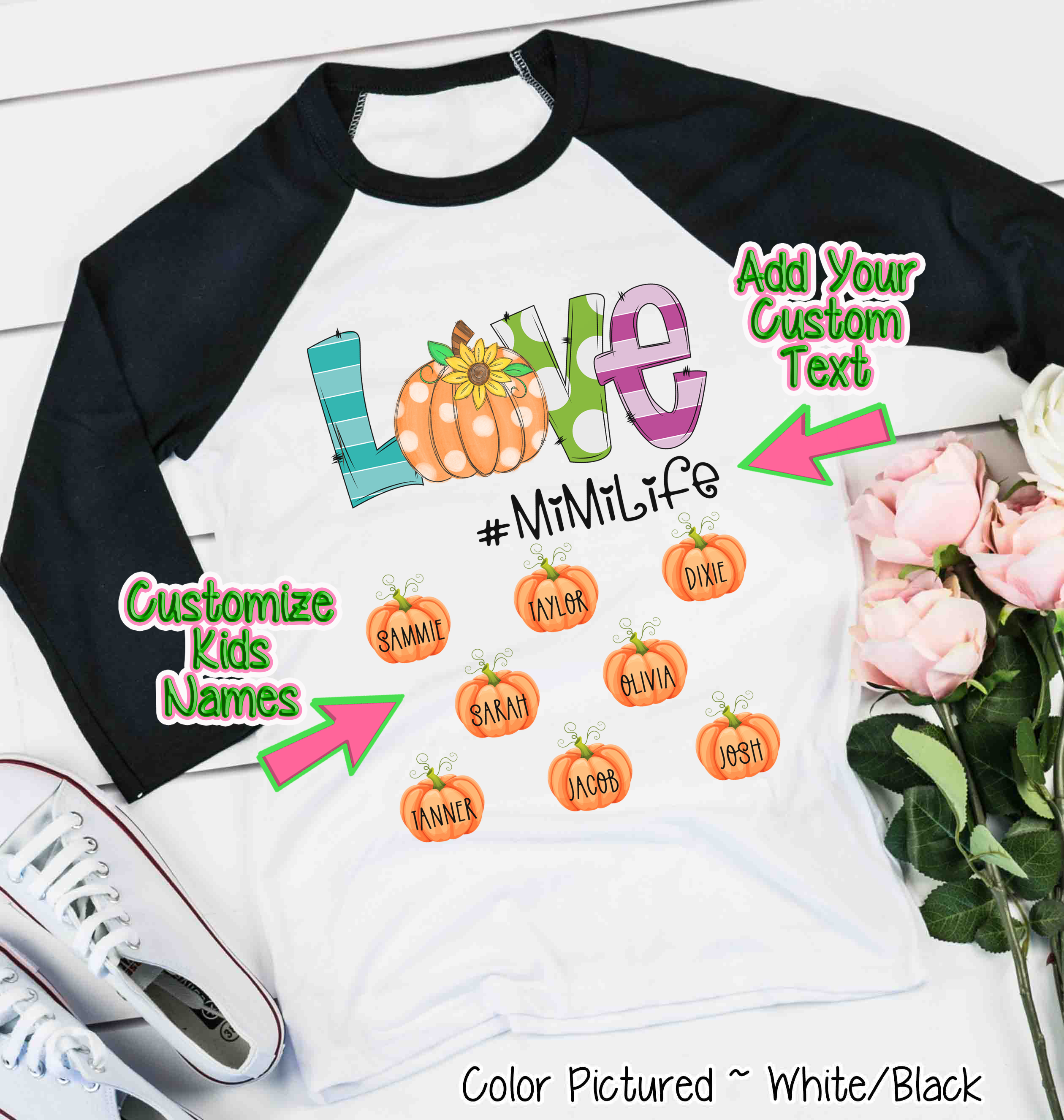 Love with Pumpkin Customized #Life ~ Custom Named Pumpkins Raglan Tee