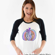 Purple Watercolor Monogram Pumpkin Raglan Tee