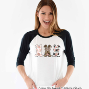Monogram Leopard Rose Gold Bunnys Raglan Tee