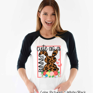 Leopard Print Cute as a Bunny Easter Raglan Tee