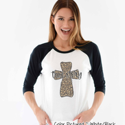 True Story Distressed Leopard Cross Easter Raglan Tee