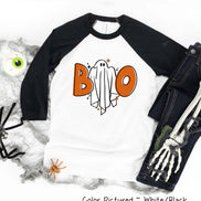 Boo Ghost Halloween Raglan Tee