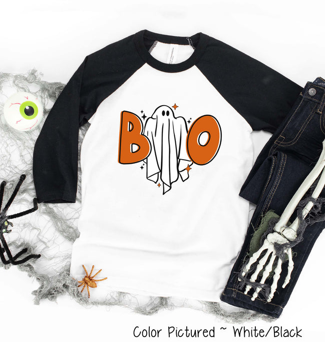 Boo Ghost Halloween Raglan Tee