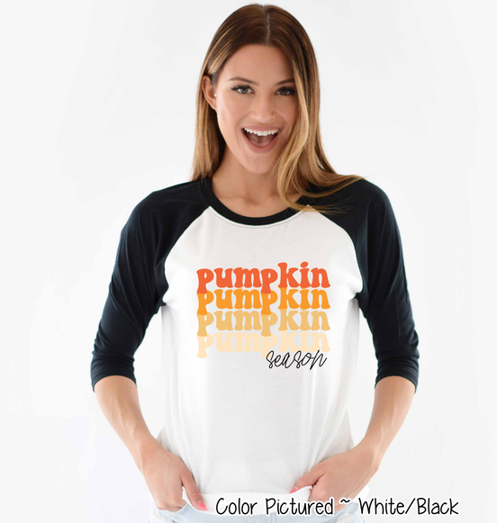 Stacked Pumpkin Season Raglan Tee
