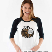 Leopard Pumpkin Monogram Raglan Tee