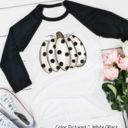 White Polka Dot Pumpkin Raglan Shirt