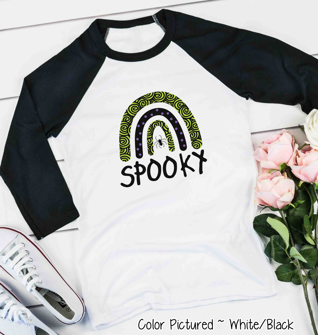 Halloween Rainbow Spooky Raglan Shirt