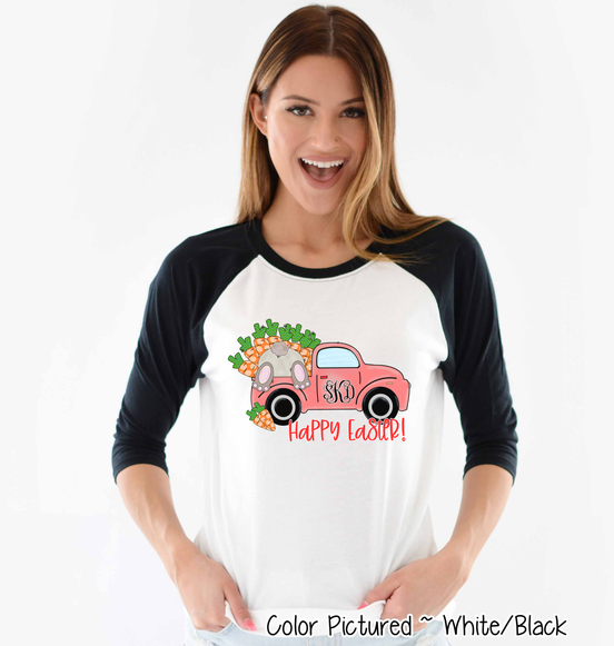 Monogram Easter Carrot Truck Raglan Tee