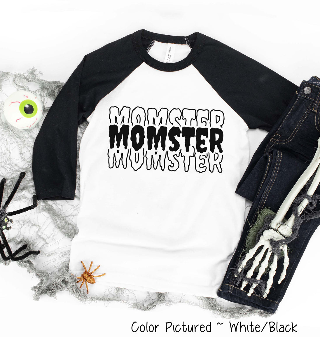Momster Mirror Print Halloween Raglan Tee