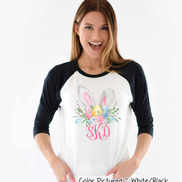 Monogram Bunny Ears with Eggs Raglan Tee
