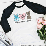 Monogram Peace, Love, Easter Bunny Raglan Tee