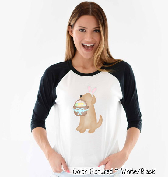 Dog Boy Yellow Lab Easter Raglan Tee