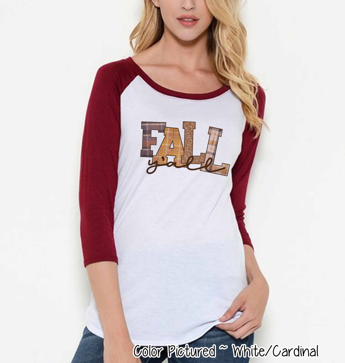 Plaid Fall Y'all Raglan Tee