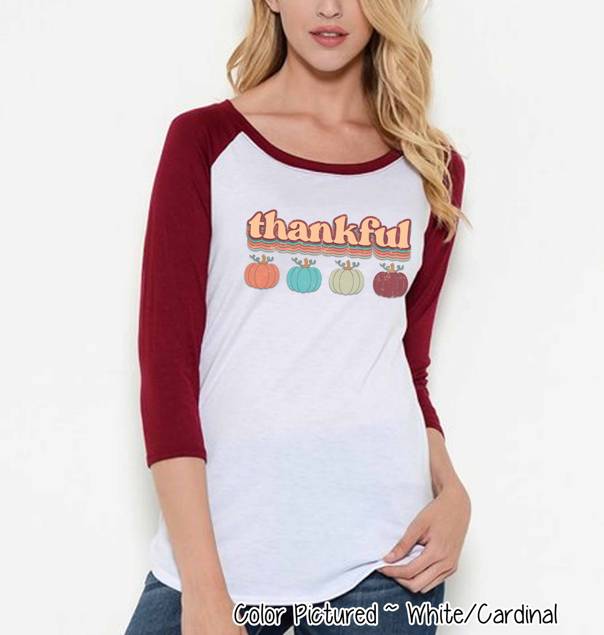 Retro Fall Thankful Raglan Tee