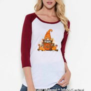 Monogram Gnome Pumpkin Spice Coffee Fall Raglan Tee