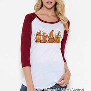 Monogram Gnome Pumpkin Spice Latte Coffee Fall Raglan Tee