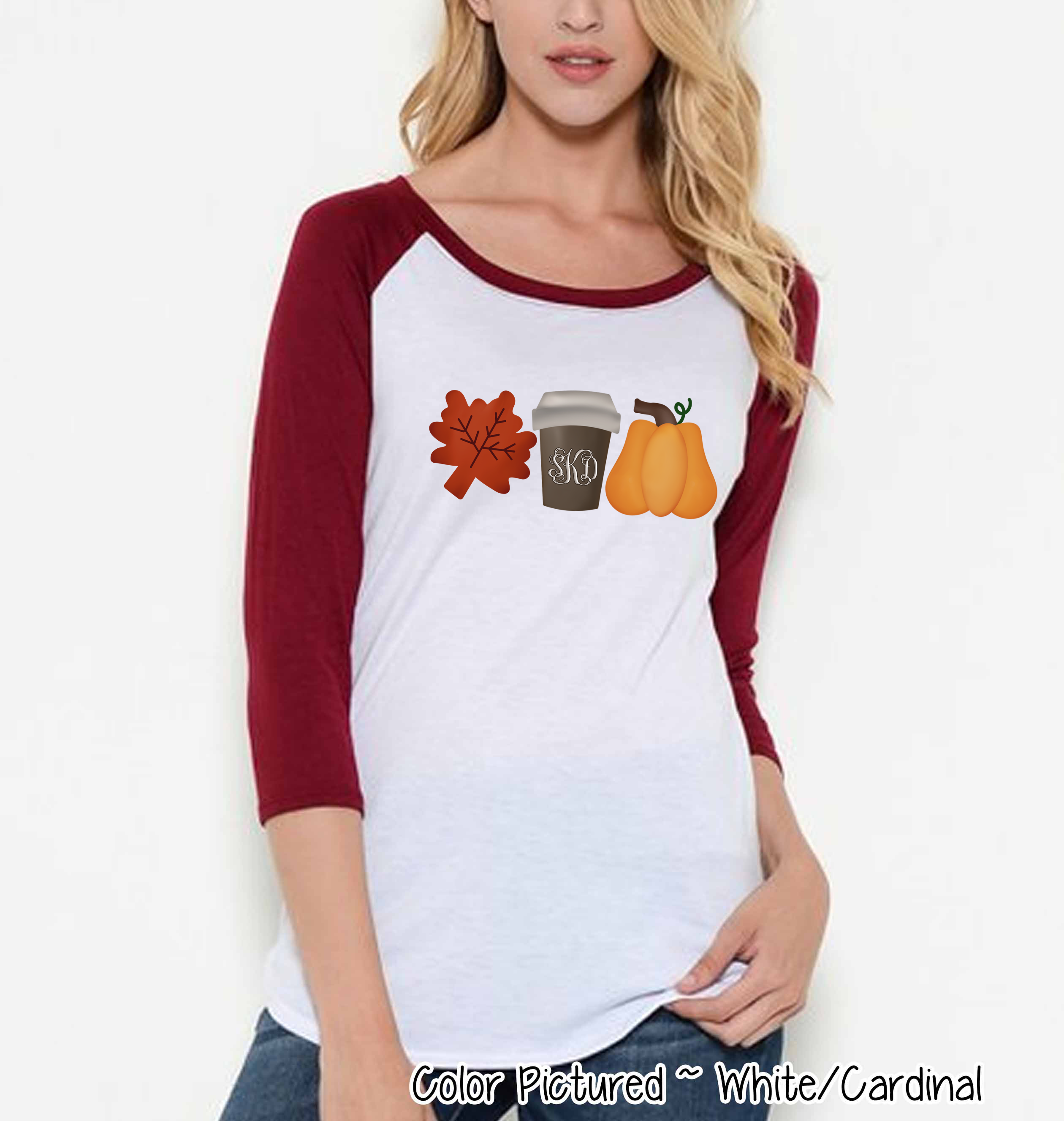 Leaf's, Latte's, & Pumpkin's Monogram Raglan Tee